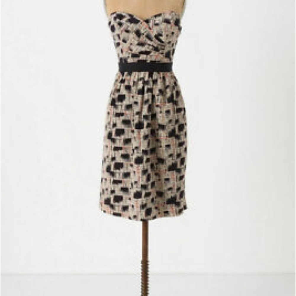 Anthropologie ‘Burlapp’ Black and Cream Pleated Strapless Sundress